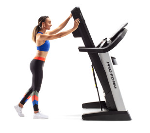 SpaceSaver® Design – ProForm foldable treadmill save space compact machine easy to put away woman exercise