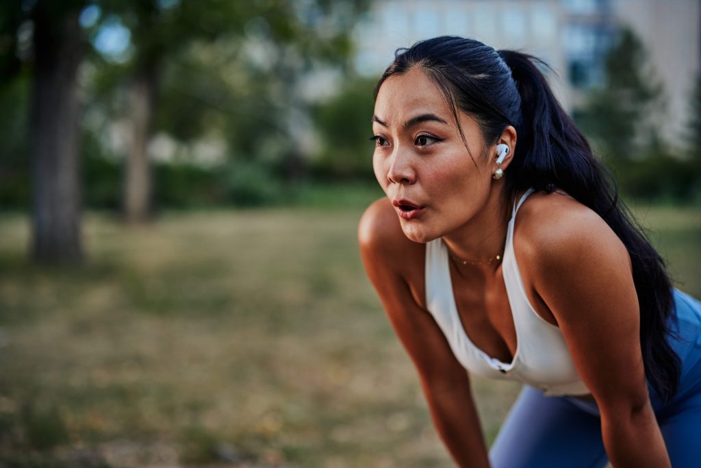 woman enjoy workout difficult persistence